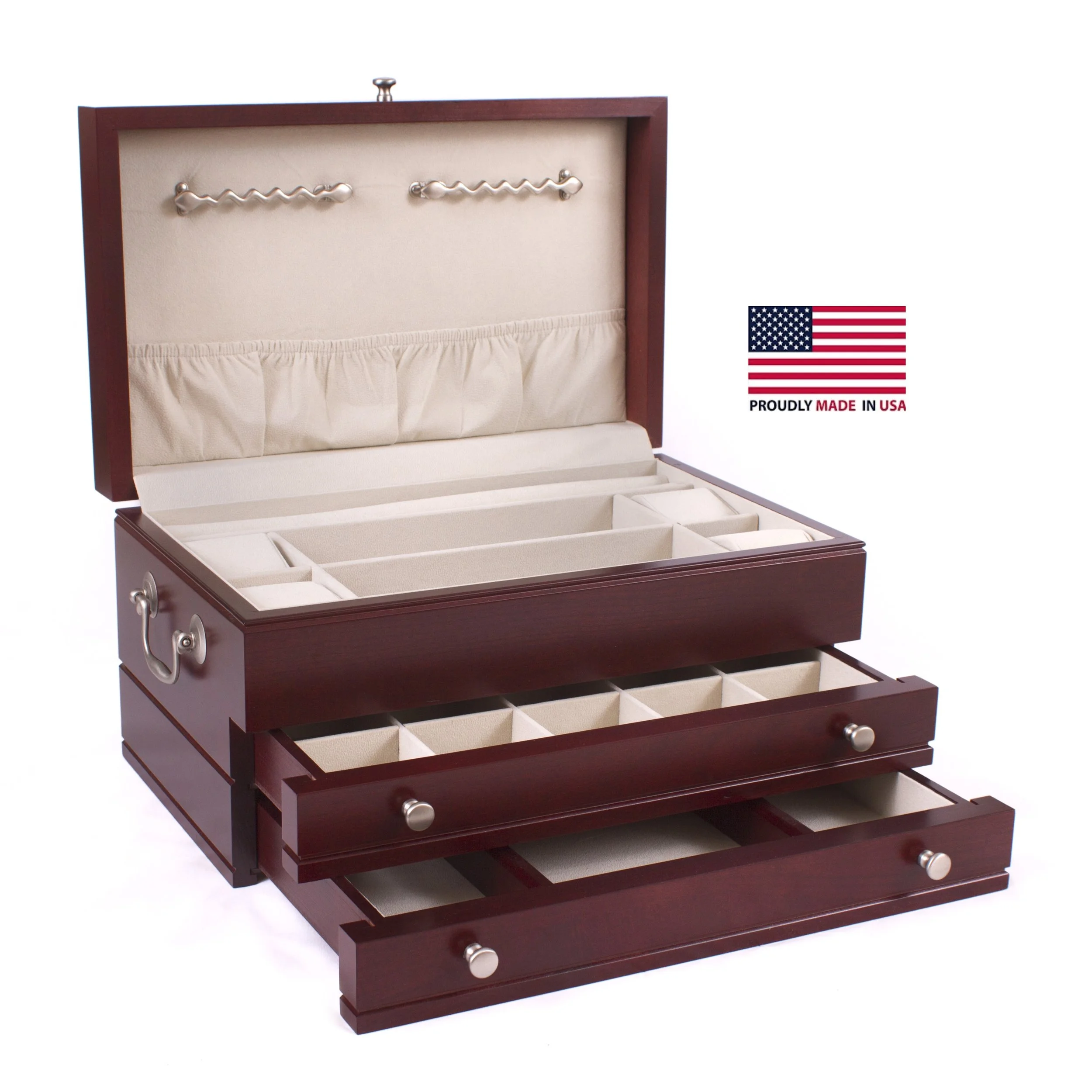 J02C FIRST LADY - 2 Draw Jewelry Chest with Heritage Cherry finish